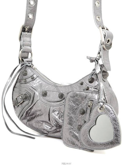 Luxury Balenciaga Trending 2025 Women s Le Cagol Xs Shoulder Bag Metallic Silver Cross 671309