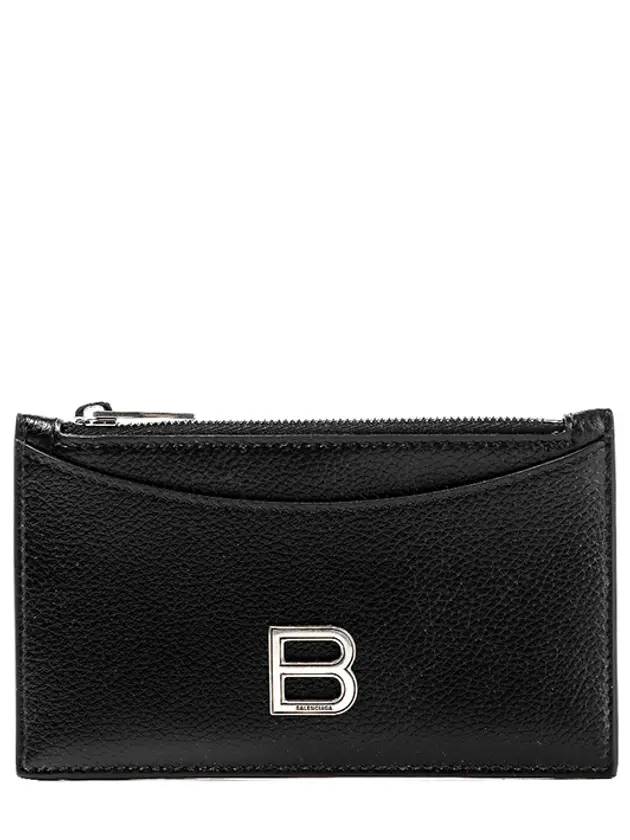 Luxury Balenciaga Trending 2025 Hourglass Zipper Leather Card Wallet Black Silver
