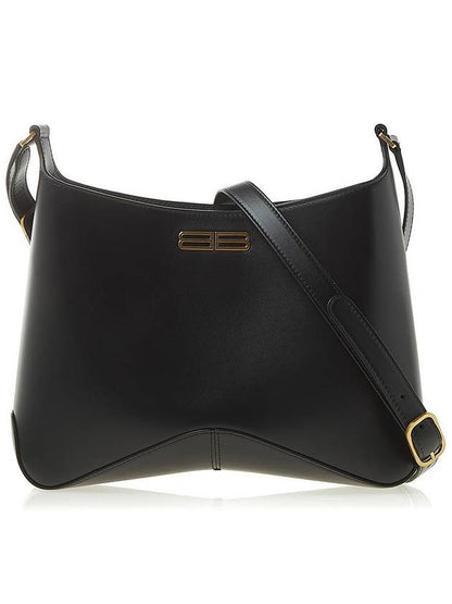 Luxury Balenciaga Trending 2025 Double B Logo Medium Hobo Shoulder Bag Black