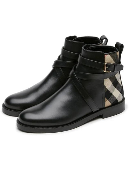 Luxury Burberry House Checked Leather Chelsea Boots Black