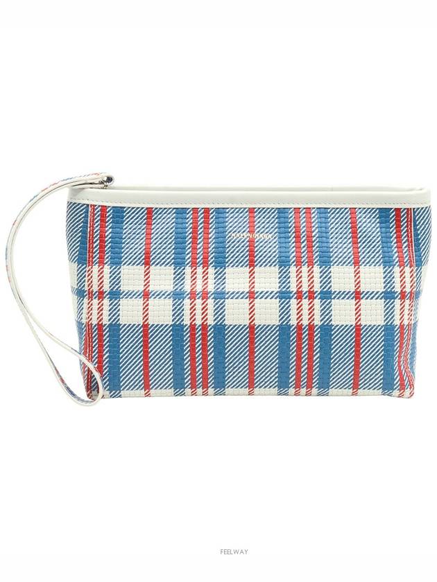 Luxury Balenciaga Trending 2025 Multi check printed gold lettering logo hand strap Babes pouch clutch