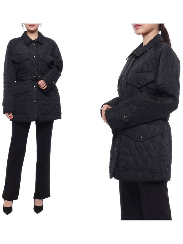 Luxury Burberry Diamond Quilted Nylon Canvas Field Jacket Black