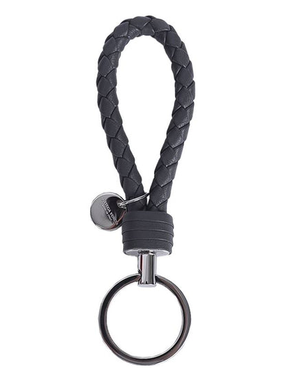 Luxury Bottega Veneta Intrecciato Leather Key Holder Grey