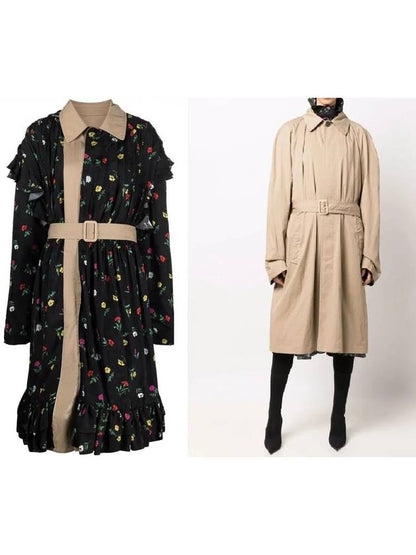 Luxury Balenciaga Trending 2025 WoMen's Reversible Belt Trench Coat Black