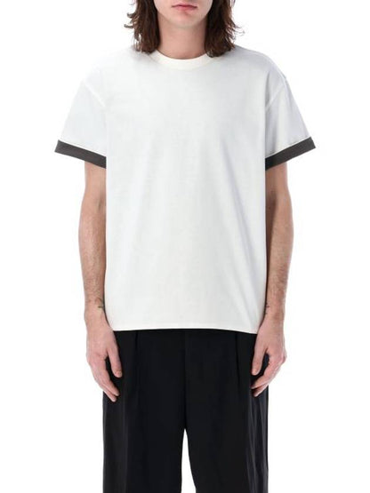 Luxury Bottega Veneta Double Layer Cotton Short Sleeve T-Shirt White