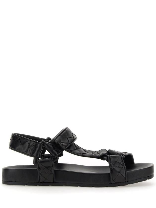 Luxury Bottega Veneta Trip Intrecciato Leather Sandals Black
