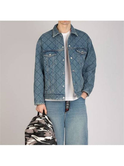 Luxury Balenciaga Trending 2025 46 Men s Jacquard Oversized Quilted Padded Denim Trucker Jacket