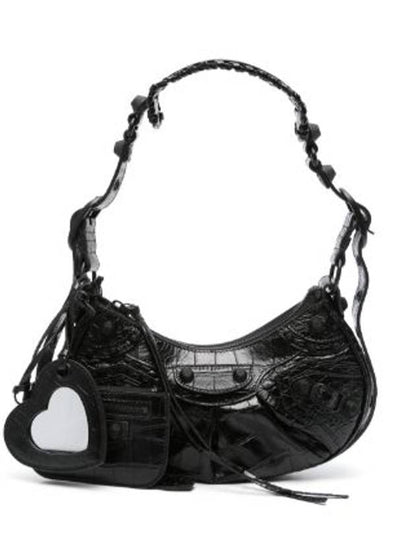 Luxury Balenciaga Trending 2025 Le Cagole XS Crocodile Leather Shoulder Bag Matte Black