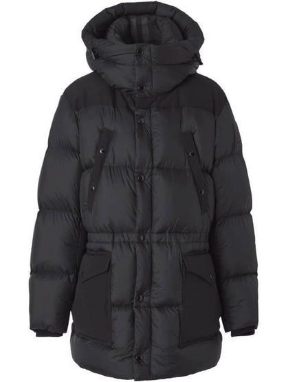 Luxury Burberry Logo Applique Nylon Puffer Coat Black