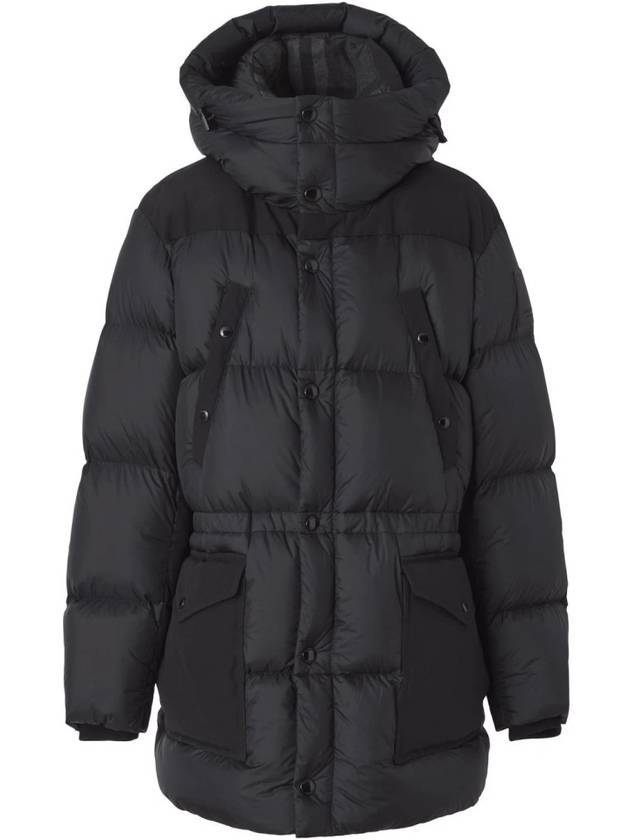 Luxury Burberry Logo Applique Nylon Puffer Coat Black