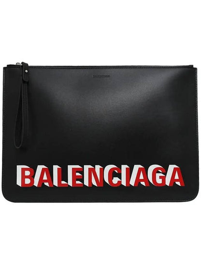 Luxury Balenciaga Trending 2025 Logo Strap Clutch Bag Black