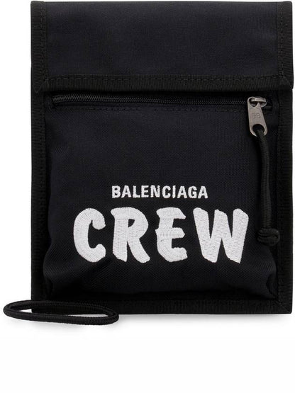 Luxury Balenciaga Trending 2025 Explorer Embroidered Crew Logo Mini Cross Bag Black