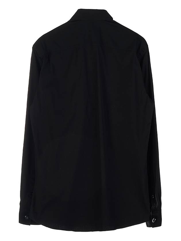 Luxury Burberry Monogram Motif Stretch Cotton Blend Long Sleeve Shirt Black