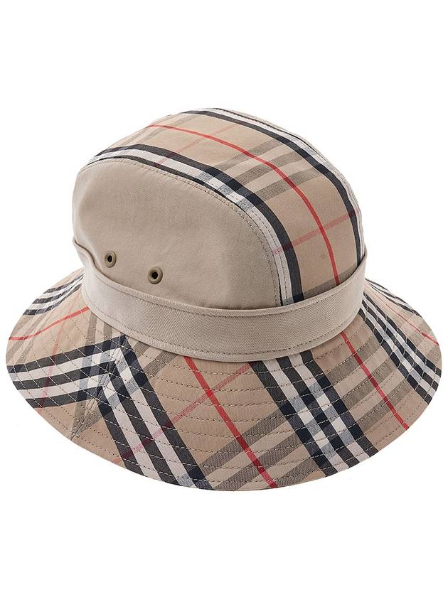 Luxury Burberry Check Pattern Bucket Hat Beige