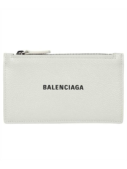 Luxury Balenciaga Trending 2025 Logo Print Zipper Card Wallet White
