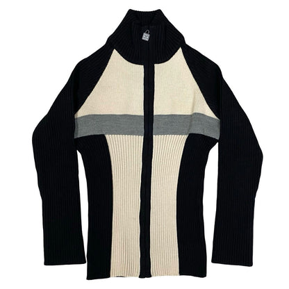 CHANEL knit wool black COCO Mark zip-up Women 38