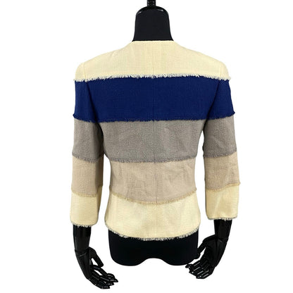CHANEL No color jacket Wool, Nylon, Silk, Spandex blue logo button Women 36