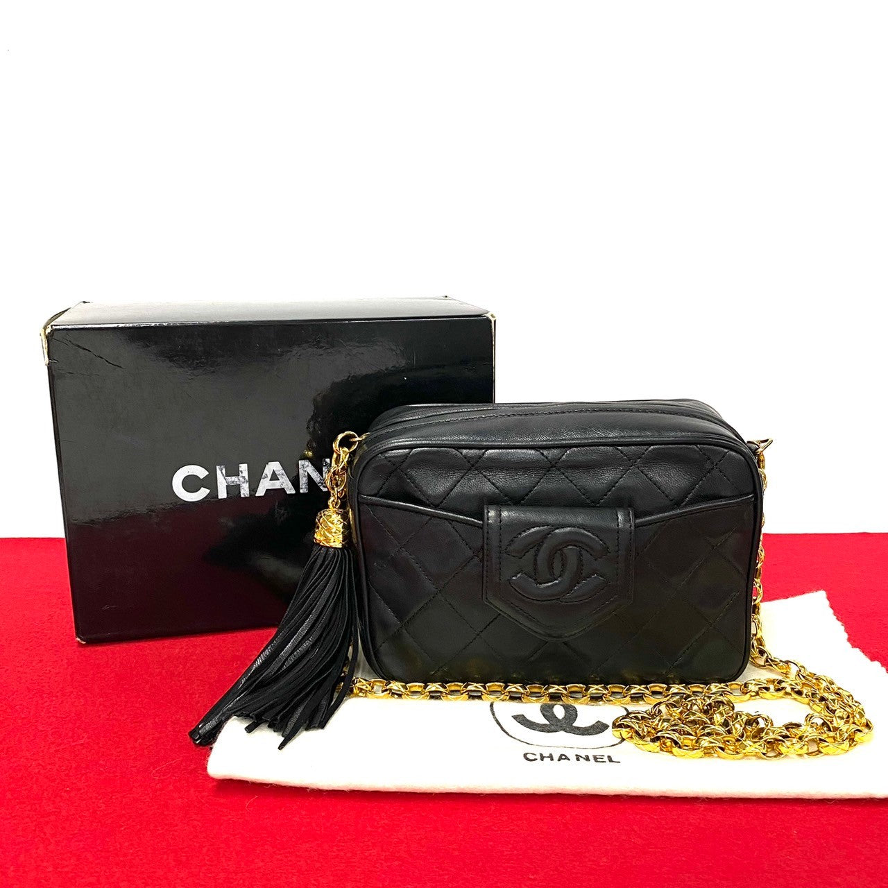 CHANEL Shoulder Bag lambskin black Matrasse Women