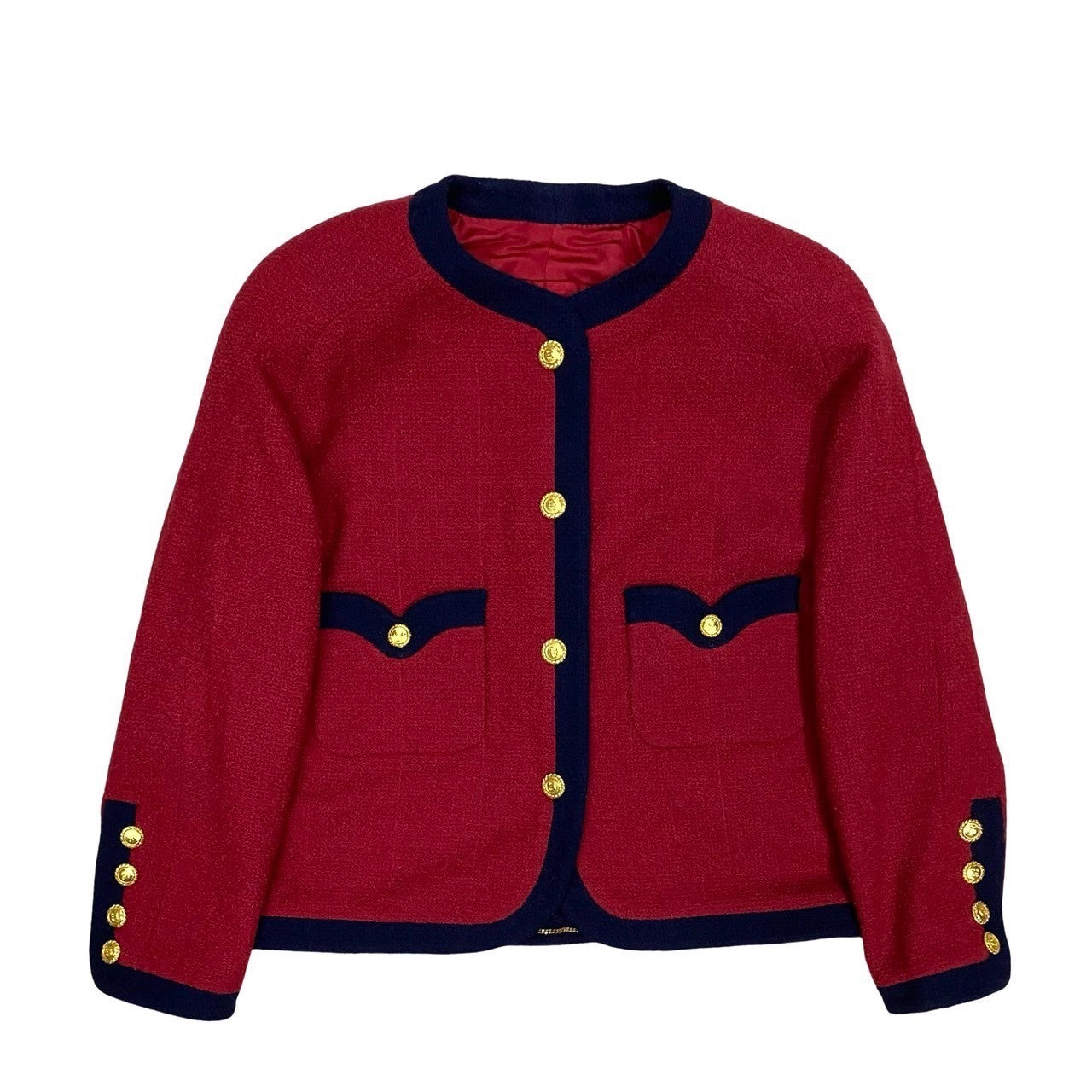 CHANEL setup Wool, Silk Red COCO Mark button Women 34