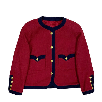 CHANEL setup Wool, Silk Red COCO Mark button Women 34