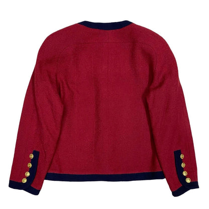 CHANEL setup Wool, Silk Red COCO Mark button Women 34