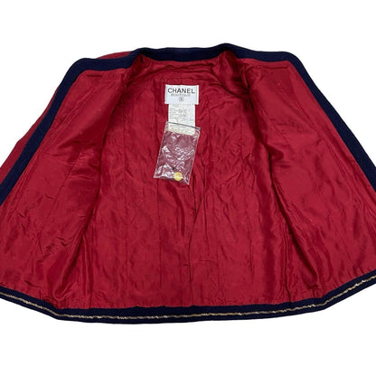 CHANEL setup Wool, Silk Red COCO Mark button Women 34