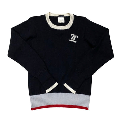CHANEL sweater cashmere black COCO Mark Women 42