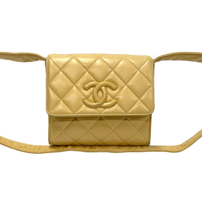 CHANEL Shoulder Bag lambskin beige COCO Mark Matrasse Women