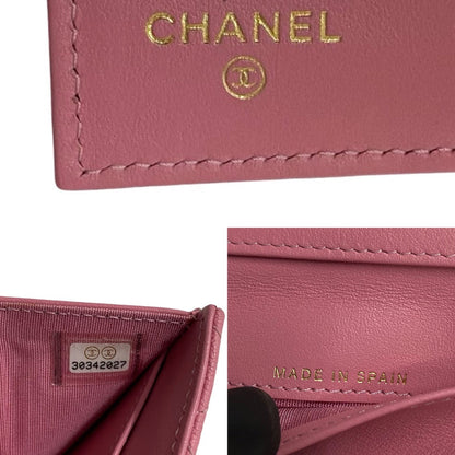 CHANEL Tri-fold wallet Matt caviar skin pink Caviar skin Boy chanel Women