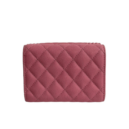 CHANEL Tri-fold wallet Matt caviar skin pink Caviar skin Boy chanel Women