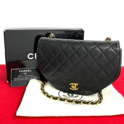 CHANEL Shoulder Bag Leather, Lambskin black COCO Mark Matrasse Women