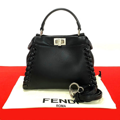 FENDI Shoulder Bag leather black Peekaboo Iconic Mini Women