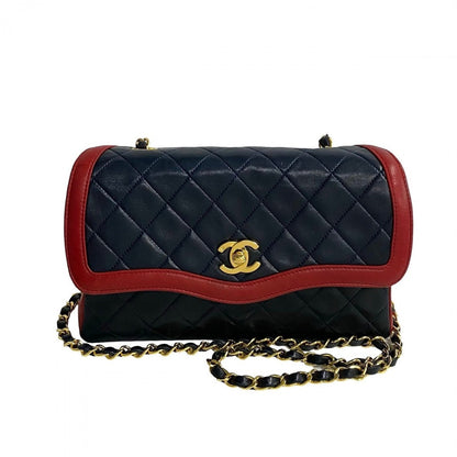 CHANEL Shoulder Bag lambskin Navy COCO Mark Matrasse Women