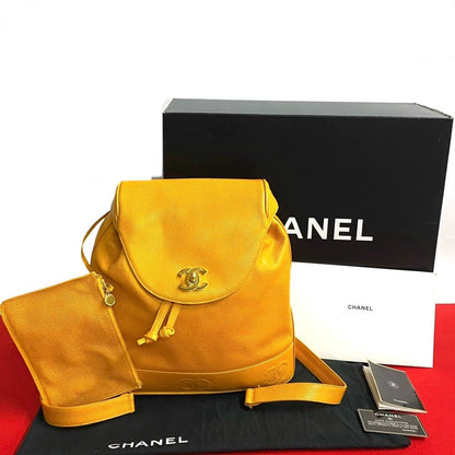 CHANEL Backpack Matt caviar skin yellow Trip Luco co Women