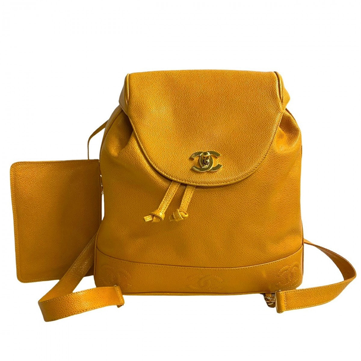 CHANEL Backpack Matt caviar skin yellow Trip Luco co Women