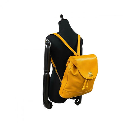 CHANEL Backpack Matt caviar skin yellow Trip Luco co Women