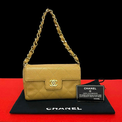 CHANEL Handbag Matt caviar skin beige Matrasse