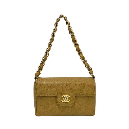CHANEL Handbag Matt caviar skin beige Matrasse