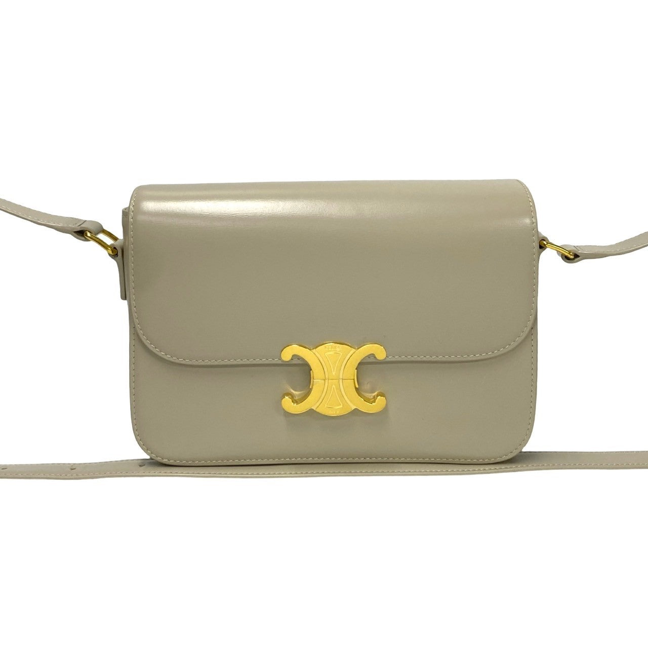 CELINE Shoulder Bag leather beige Classic Triomphe Women