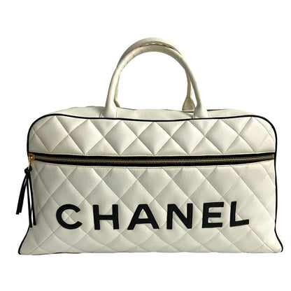 CHANEL Boston Duffel bag leather white Sports line Matrasse