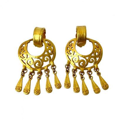CHANEL Earring Gold Plated gold COCO Mark Women