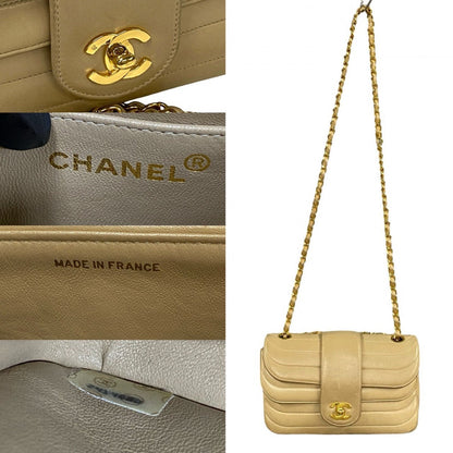 CHANEL Shoulder Bag lambskin beige COCO Mark W flap Women
