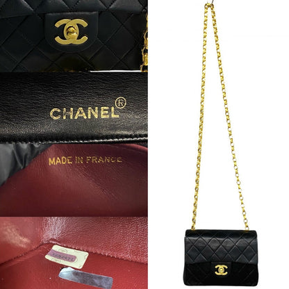 CHANEL Shoulder Bag lambskin black COCO Mark Matrasse Women