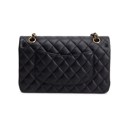 Chanel 2022 Black Quilted Lambskin Leather Classic Medium Double Flap Bag