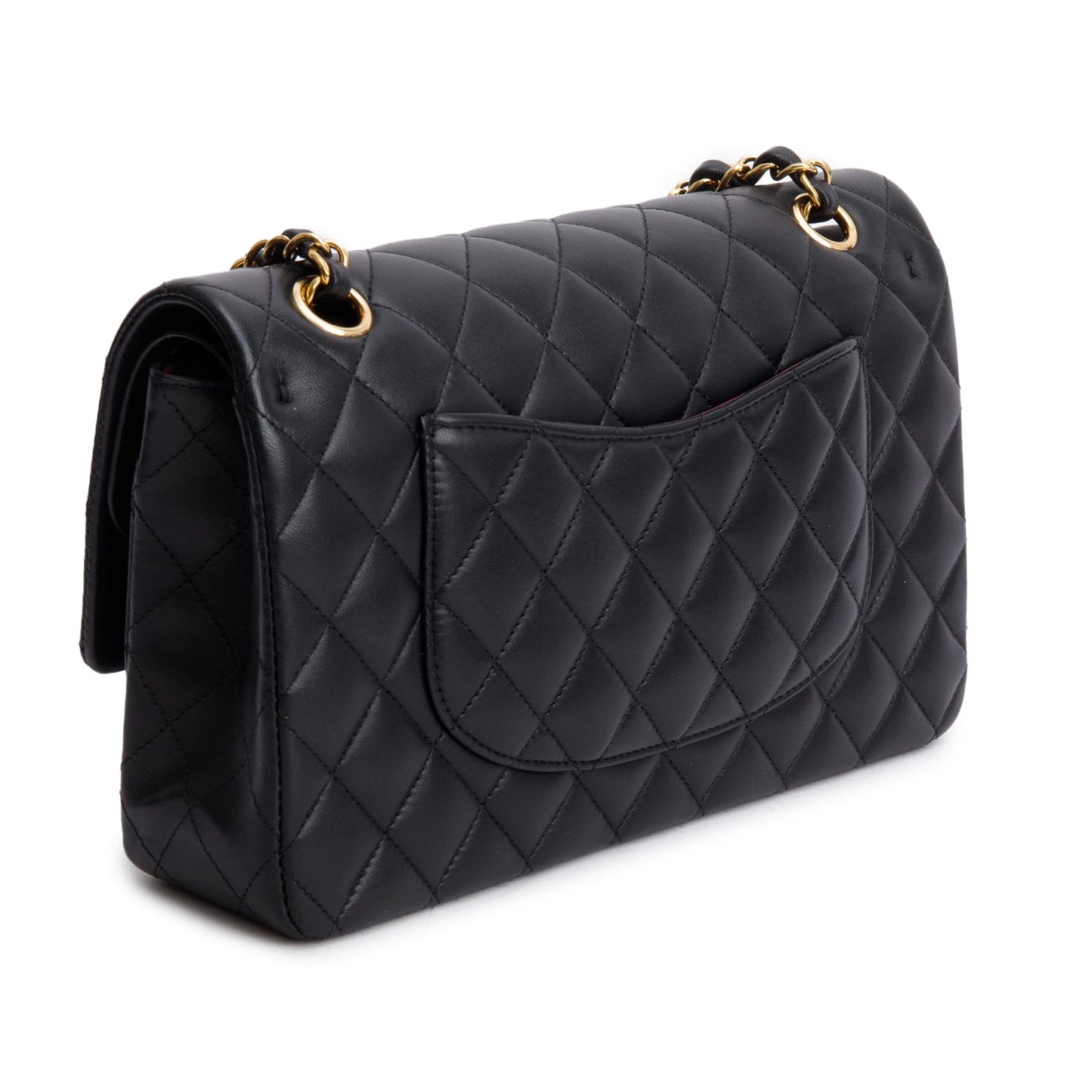 Chanel 2022 Black Quilted Lambskin Leather Classic Medium Double Flap Bag