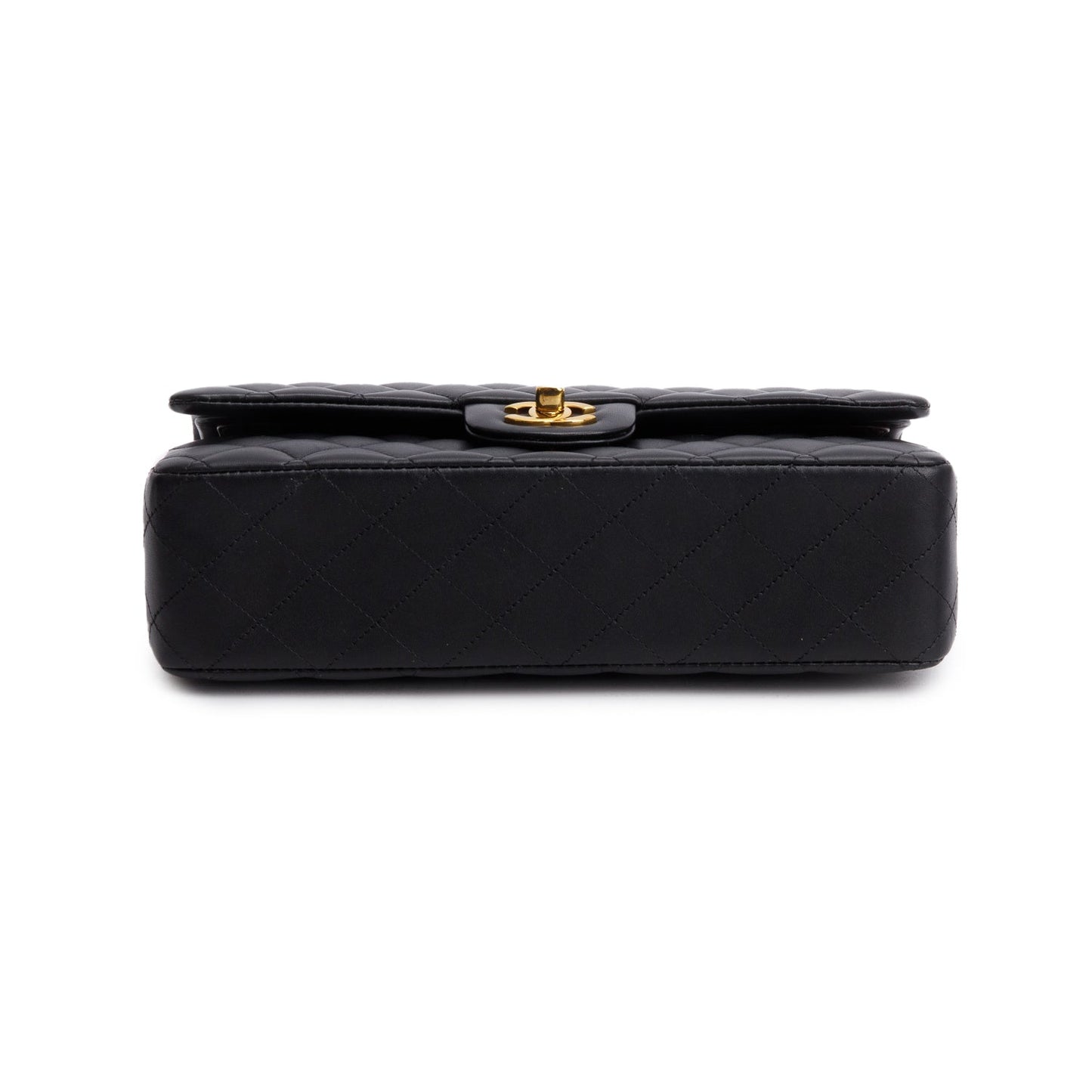 Chanel 2022 Black Quilted Lambskin Leather Classic Medium Double Flap Bag