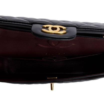 Chanel 2022 Black Quilted Lambskin Leather Classic Medium Double Flap Bag