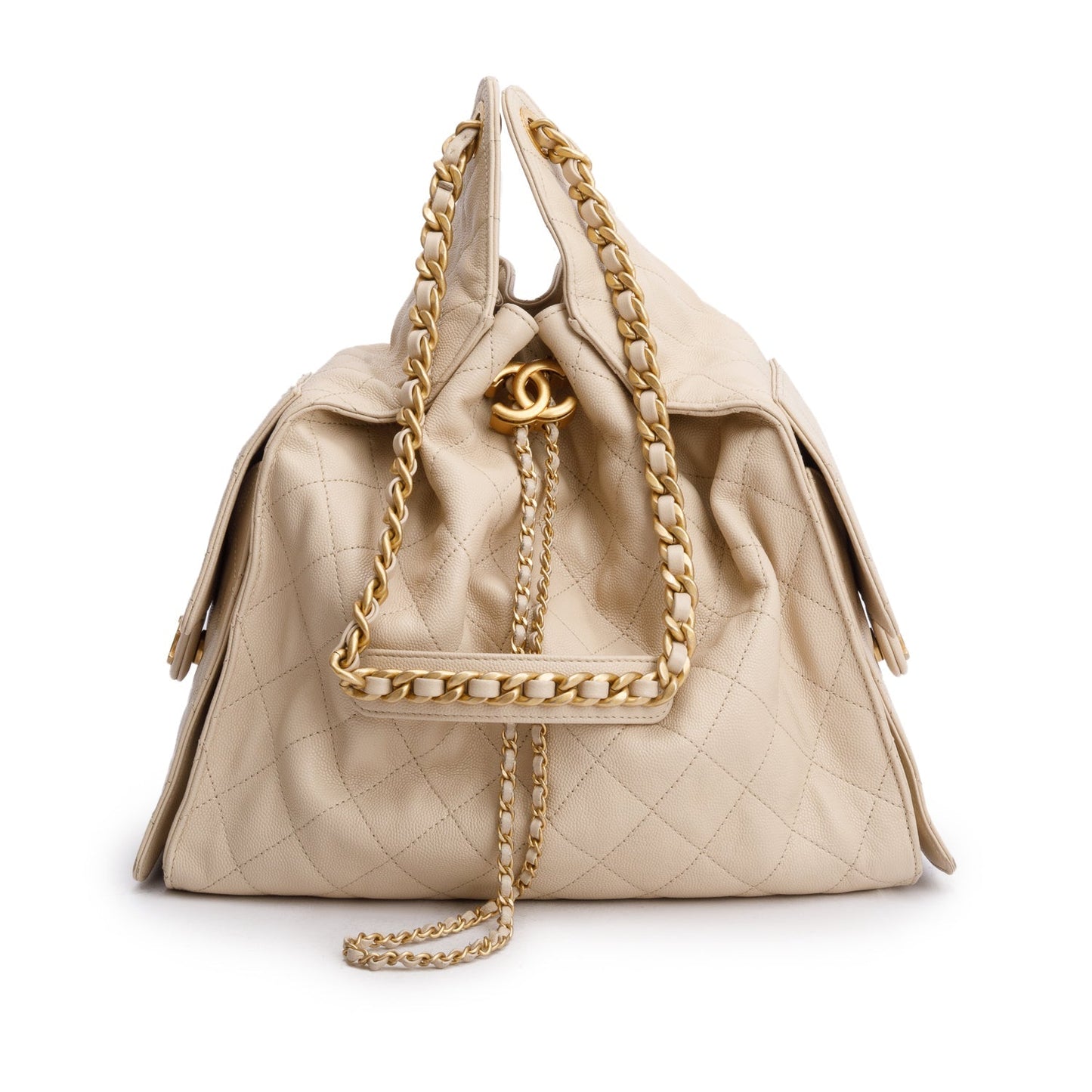 Chanel Beige Caviar Leather 25 Small Bucket Bag