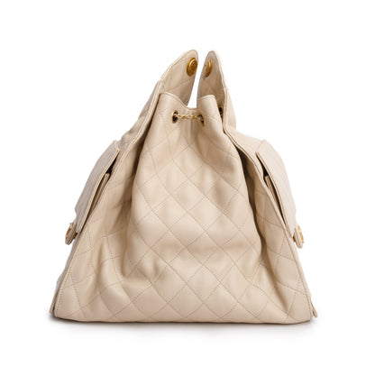 Chanel Beige Caviar Leather 25 Small Bucket Bag
