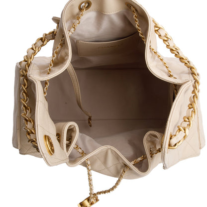 Chanel Beige Caviar Leather 25 Small Bucket Bag
